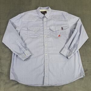 Forge FR Flame Resistant Work Shirt Mens XXL NFPA 2112 CAT 2 Blue Print Western